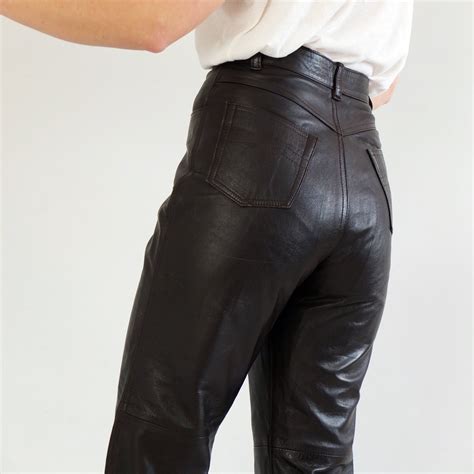 high waisted leather biker pants